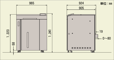画像：LB-F50の外形寸法図